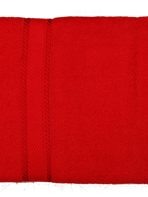 Red Cotton Plain Bath Towel