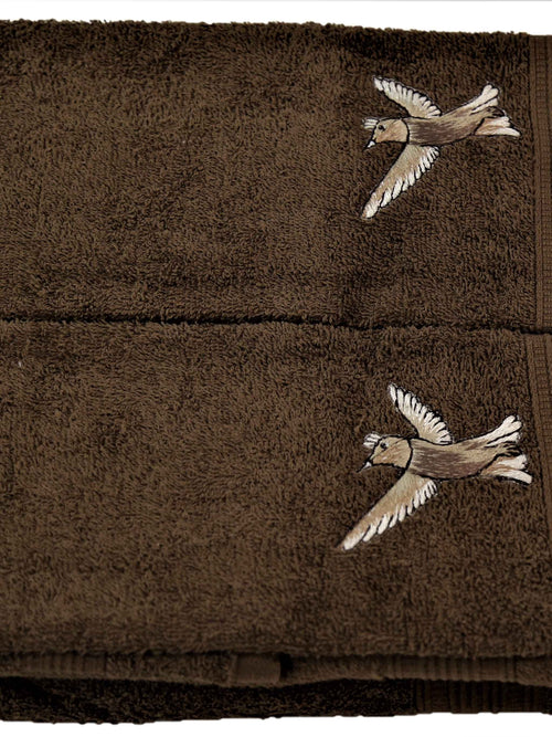 (Brown) Embroidery Cotton Bath Towel