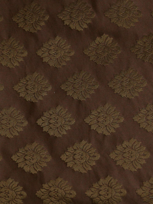 Damask Polysilk Jacquard Upholstery Sofa Fabric - Chocolate & Red