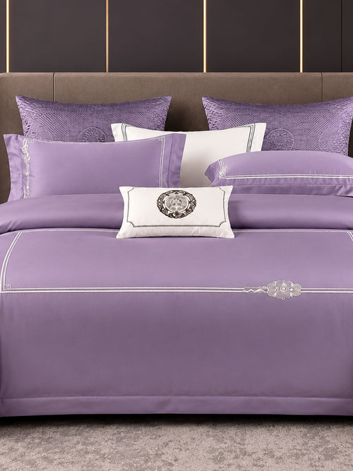 Embroidered Border Cotton Bedding Set with Duvet Cover King Size