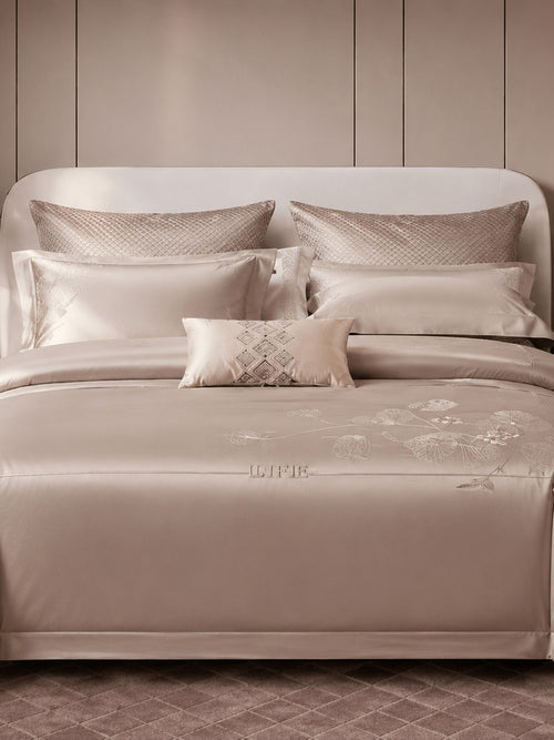Floral Embroidered Cotton Bedding Set with Duvet Cover King Size