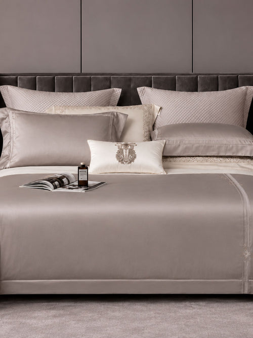 Emblem Embroidered Cotton Bedding Set with Duvet Cover King Size