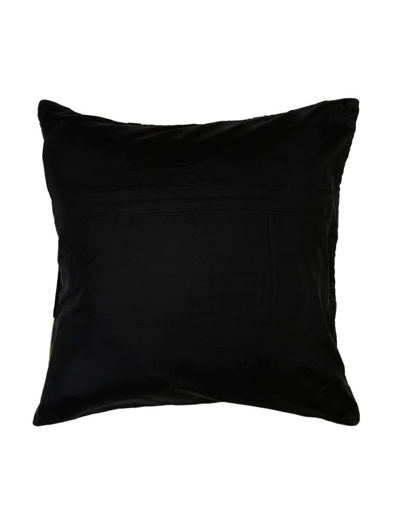 (Black)Zari Embroidery- Dupion Silk Cushion Cover - Jagdish Store Online Since 1965