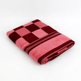 (Maroon) Checkered Cotton Bath Towel
