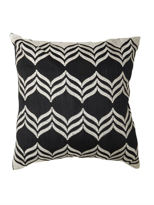 (Black)Zari Embroidery- Dupion Silk Cushion Cover - Jagdish Store Online Since 1965