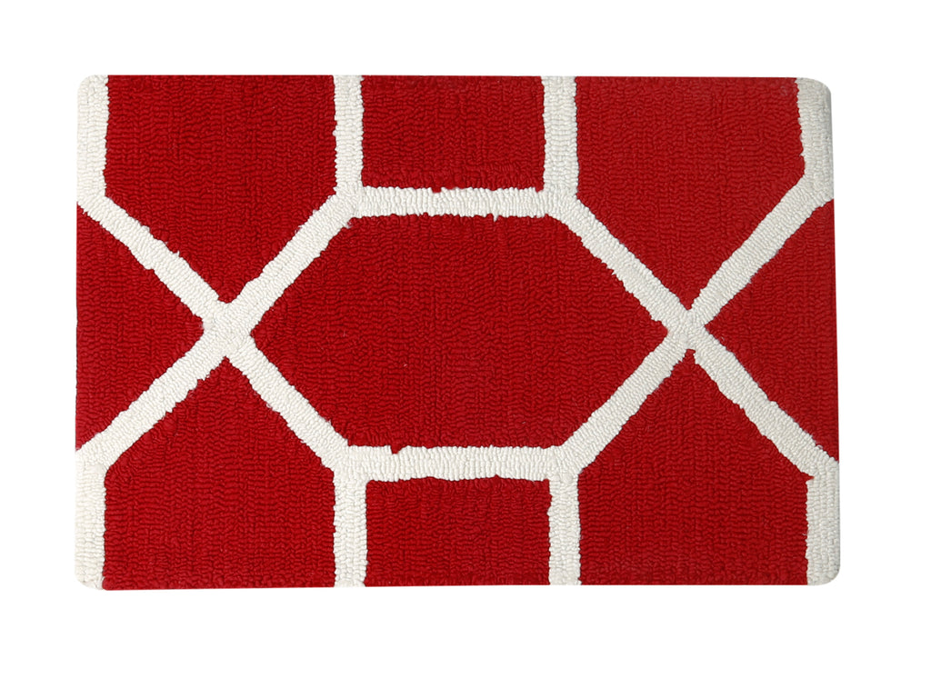 Azurra Hills- (Red/Ivory) Modern Synthetic Indoor Mat(50 X 80 Cm ) - Jagdish Store Online Since 1965