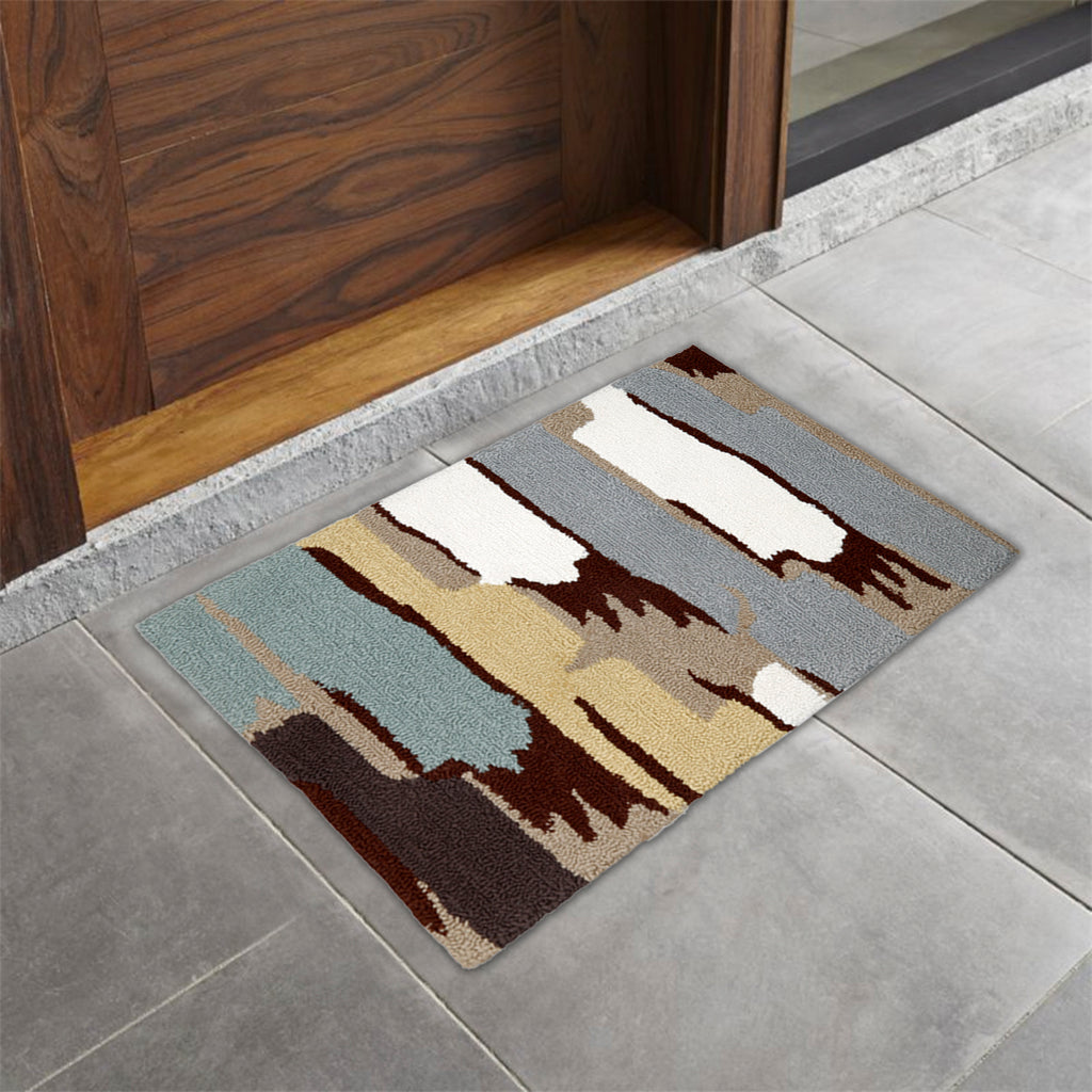 Azurra Hills- (Brown/Gold) Modern Synthetic Indoor Mat(50 X 80 Cm ) - Jagdish Store Online Since 1965