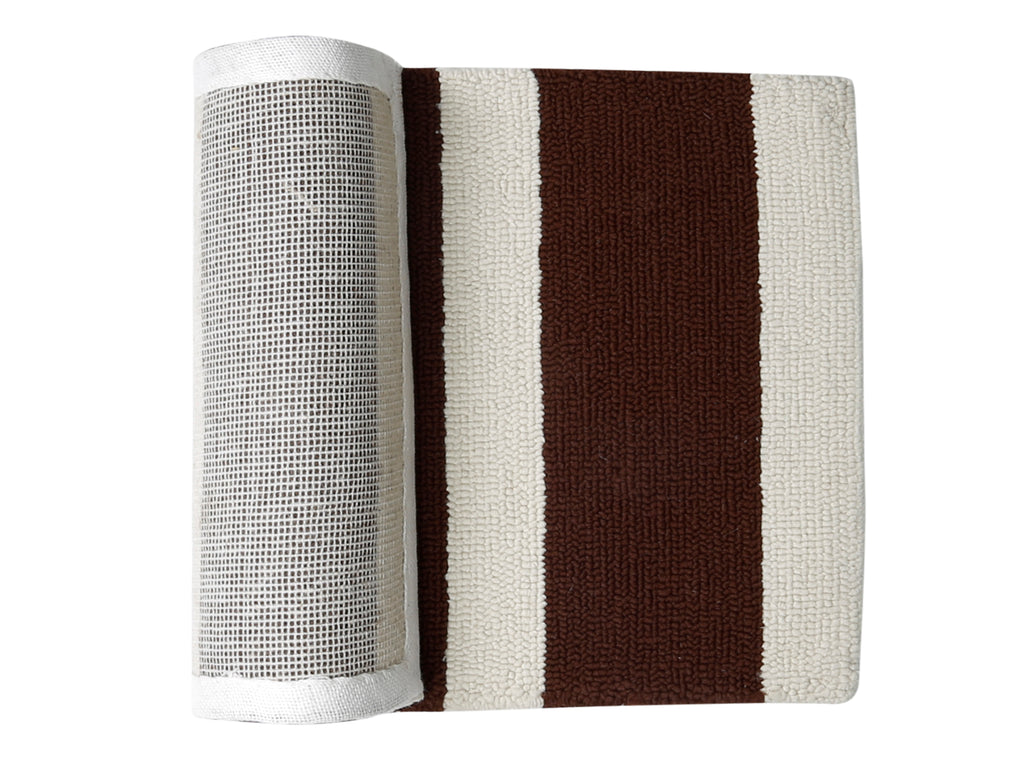 Azurra Hills- (Brown) Modern Striped Synthetic Indoor Mat(50 X 80 Cm ) - Jagdish Store Online Since 1965