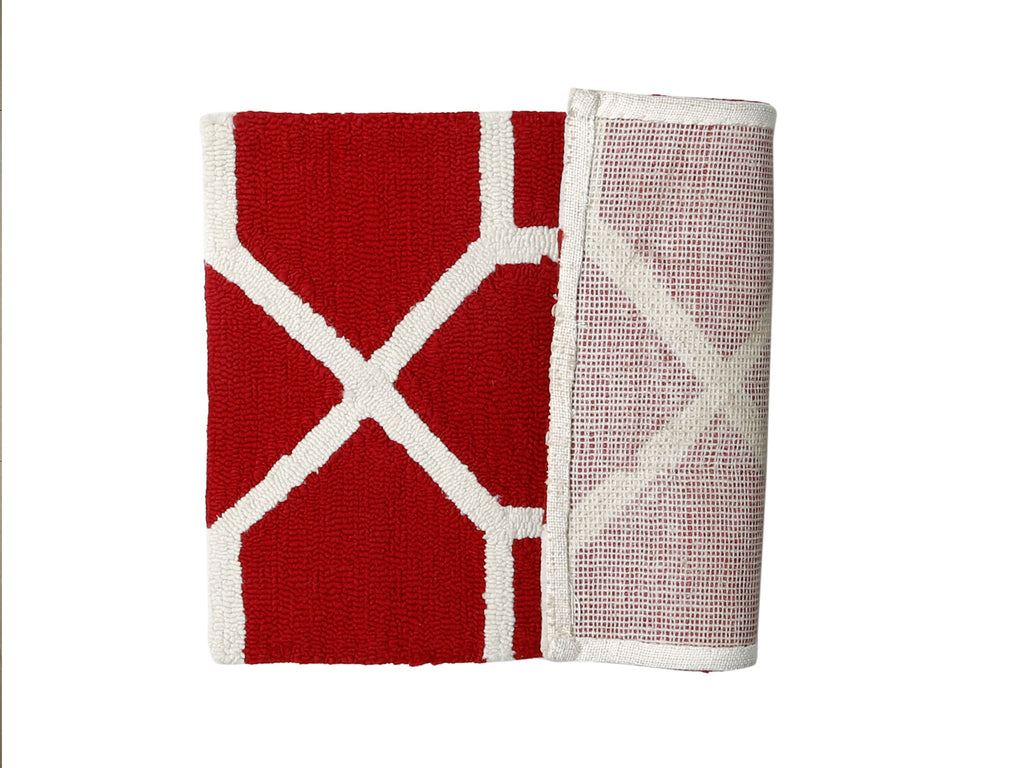 Azurra Hills- (Red/Ivory) Modern Synthetic Indoor Mat(40 X 60 Cm) - Jagdish Store Online Since 1965