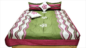 Patch Work PolySilk Quilted BedCover Set-(1 bedcover+ 2 Pillow Covers + 2 Cushion Covers) - Jagdish Store Karol Bagh Online Since 1965