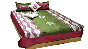 Patch Work PolySilk Quilted BedCover Set-(1 bedcover+ 2 Pillow Covers + 2 Cushion Covers) - Jagdish Store Karol Bagh Online Since 1965
