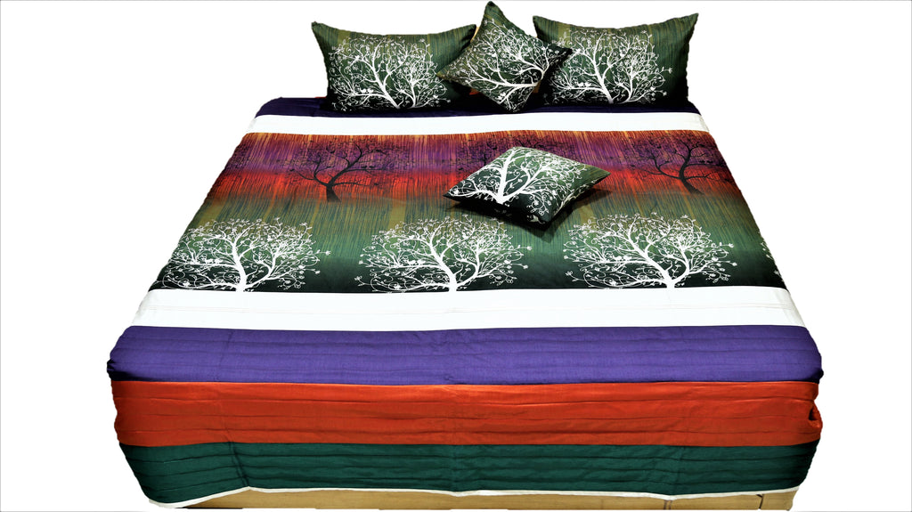 Printed Cotton Quilted BedCover Set-(1 bedcover+ 2 Pillow Covers + 2 Cushion Covers) - Jagdish Store Karol Bagh Online Since 1965