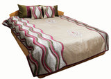 Patch Work Double Bed Quilted Bedcover with 2 Pillow Covers and 2 Cushion Covers