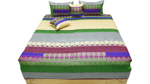 Printed PolySilk Quilted BedCover Set-(1 bedcover+ 2 Pillow Covers + 2 Cushion Covers) - Jagdish Store Karol Bagh Online Since 1965