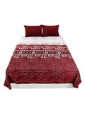 Text Print Cotton Double Bedcover with 2 Pillow Covers