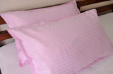 (Pink)Striped Cotton-Satin Pillow Covers