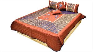 Broket PolySilk Quilted BedCover Set-(1 bedcover+ 2 Pillow Covers + 2 Cushion Covers) - Jagdish Store Online Since 1965
