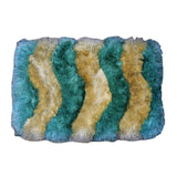 (Blue/Cream) Modern Polyester Shaggy Indoor Mat(40 X 60 Cm) - Jagdish Store Online Since 1965