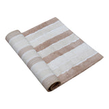 (Brown) Striped Cotton Bath Door Mat(50 X 76 Cm ) - Jagdish Store Online Since 1965