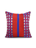 Blue with Red Brocade Dupion Silk Cushion Cover