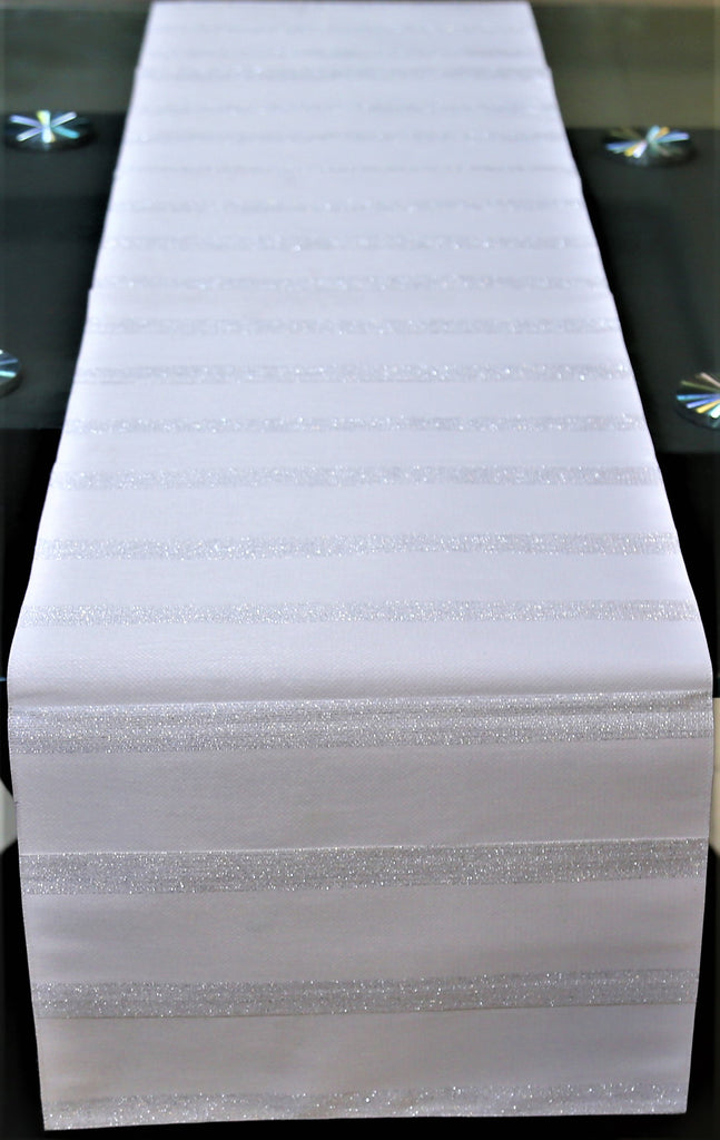 Striped(13 X 60 Inch) Table Runner(Off White)-Leather - Jagdish Store Online Since 1965