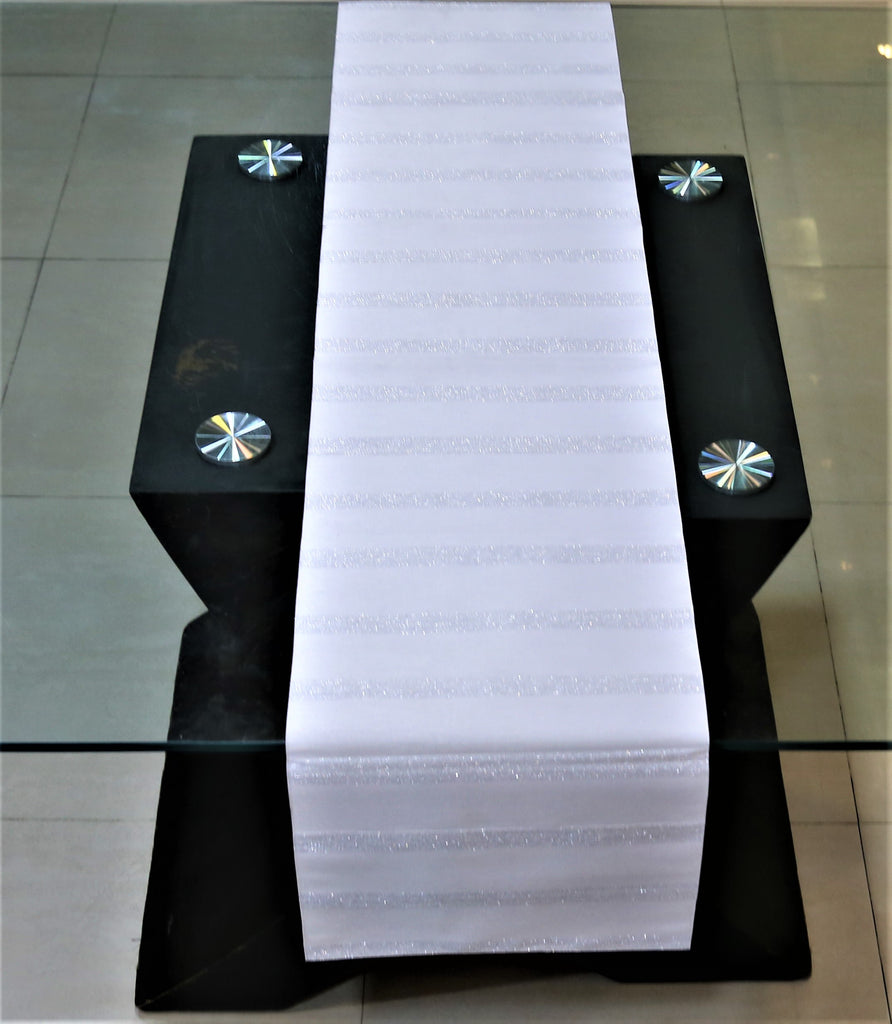 Striped(13 X 60 Inch) Table Runner(Off White)-Leather - Jagdish Store Online Since 1965
