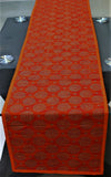Block Printed Table Runner(Orange)-Dupion Silk - Jagdish Store Online Since 1965