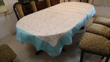 Embroidery(60x108 Inch)Table Cover(Cream/Green)-Sheer/Polyester - Jagdish Store Online Since 1965