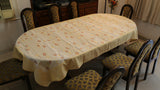 Embroidery(60x108 Inch)Table Cover(Gold/Cream)-Linen/Polyester - Jagdish Store Online Since 1965