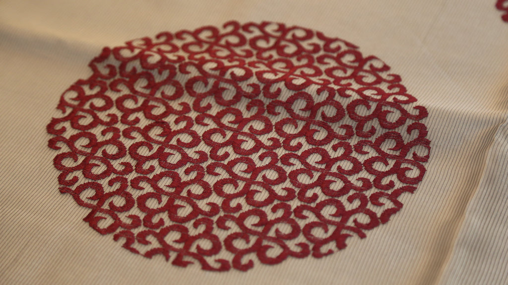 Embroidery(60x108 Inch)Table Cover(Cream/Magenta)-Sheer/Polyester - Jagdish Store Online Since 1965