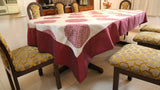 Embroidery(60x108 Inch)Table Cover(Cream/Magenta)-Sheer/Polyester - Jagdish Store Online Since 1965