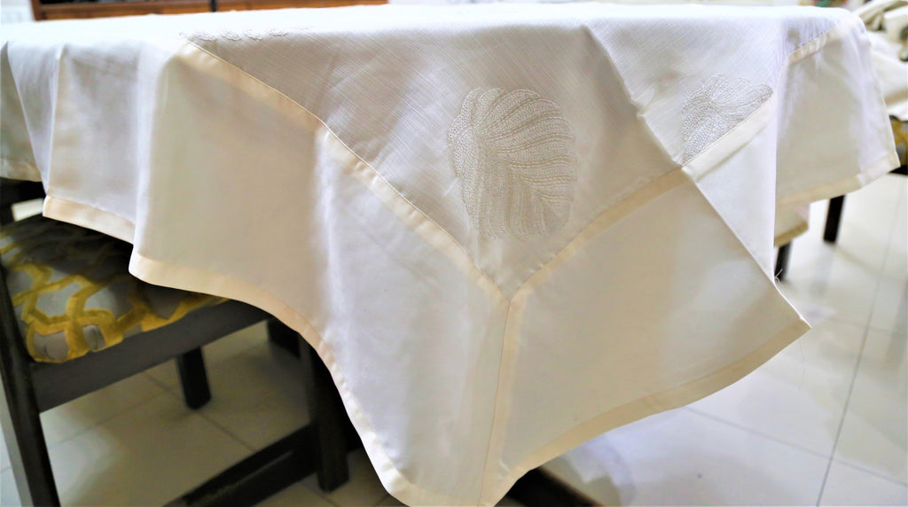 Sequence Motive(60x108 Inch)Table Cover(Cream)-Sheer/Satin - Jagdish Store Online Since 1965