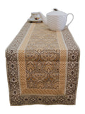 Brocade(13 X 108 Inch) Table Runner(Brown/Gold)-Polysilk - Jagdish Store Online Since 1965