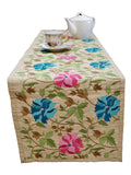 Embroidery(13 X 108 Inch) Table Runner(Beige)-Dupion Silk - Jagdish Store Online Since 1965