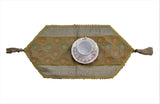 Embroidery with Tussle (13 X 26 Inch) Table Runner(Green)-Poly Silk - Jagdish Store Online Since 1965