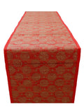 Block Printed Table Runner(Red)-Dupion Silk - Jagdish Store Online Since 1965