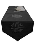 Sequence Work- Table Runner(Black)-Dupion Silk - Jagdish Store Online Since 1965