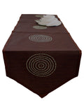 Sequence Work(14 X 90 Inch) Table Runner(Brown)-Dupion Silk - Jagdish Store Online Since 1965