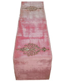 Zardozi Work (13 X 90 Inch) Table Runner(Pink)-Velvet - Jagdish Store Online Since 1965