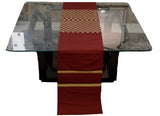Checkered (13 X 90 Inch) Table Runner(Maroon/Green)-Dupion Silk - Jagdish Store Online Since 1965