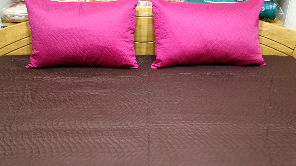 Reversible Plain PolySilk Quilted BedCover Set-(1 bedcover+ 2 Pillow Covers) - Jagdish Store Karol Bagh Online Since 1965