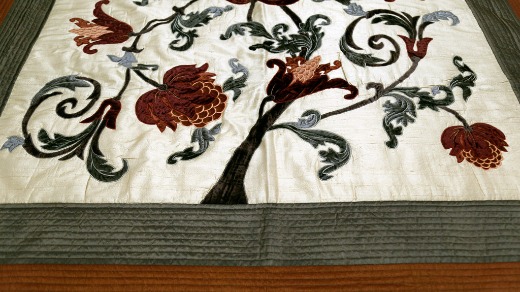 Velvet Patch Work PolySilk Quilted BedCover Set-(1 bedcover+ 4 Cushion Covers) - Jagdish Store Online Since 1965