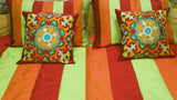 Striped PolySilk Quilted BedCover Set-(1 bedcover+ 2 Pillow Covers + 2 Cushion Covers) - Jagdish Store Online Since 1965