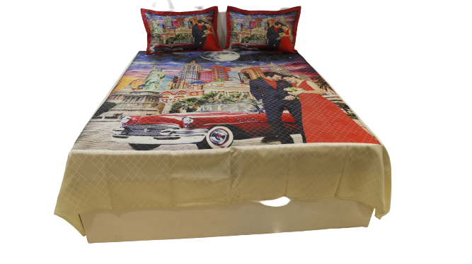 Digital Print Design Cotton-Satin BedCover Set-(1 bedcover+ 2 Pillow Covers) - Jagdish Store Online Since 1965