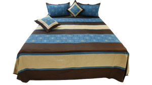 Embroidery Design Dupion Silk BedCover Set-(1 bedcover+ 2 Pillow Covers + 2 Cushion Covers) - Jagdish Store Online Since 1965
