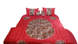 Round Flower Embroidery Wedding Set-(1 bedcover+ 1 Quilt + 2 Pillow Covers + 2 Filled Cushion) - Jagdish Store Online 