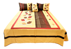 Embroidery  Dupion Silk BedCover Set-(1 bedcover+ 2 Pillow Covers + 2 Cushion Covers) - Jagdish Store Online Since 1965