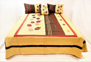 Embroidery  Dupion Silk BedCover Set-(1 bedcover+ 2 Pillow Covers + 2 Cushion Covers) - Jagdish Store Online Since 1965