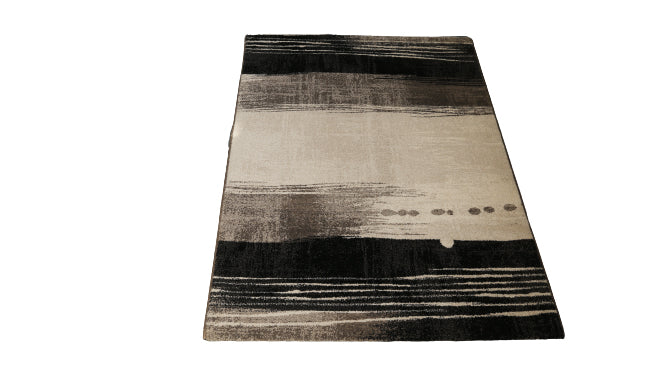 Rugs (Black/Cream Stripes) Modern Synthetic Carpet - Jagdish Store Online