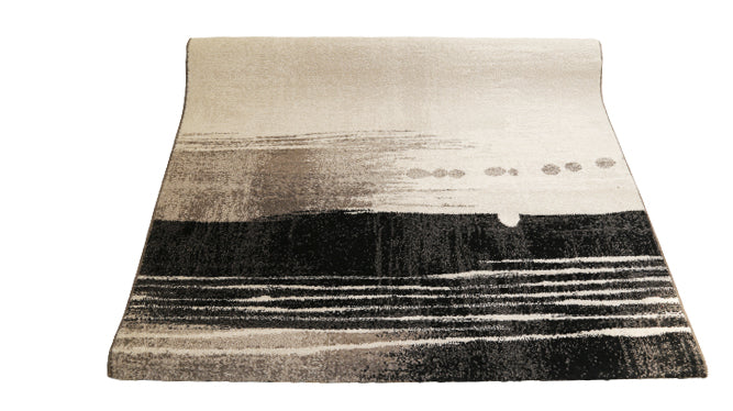 Rugs (Black/Cream Stripes) Modern Synthetic Carpet - Jagdish Store Online